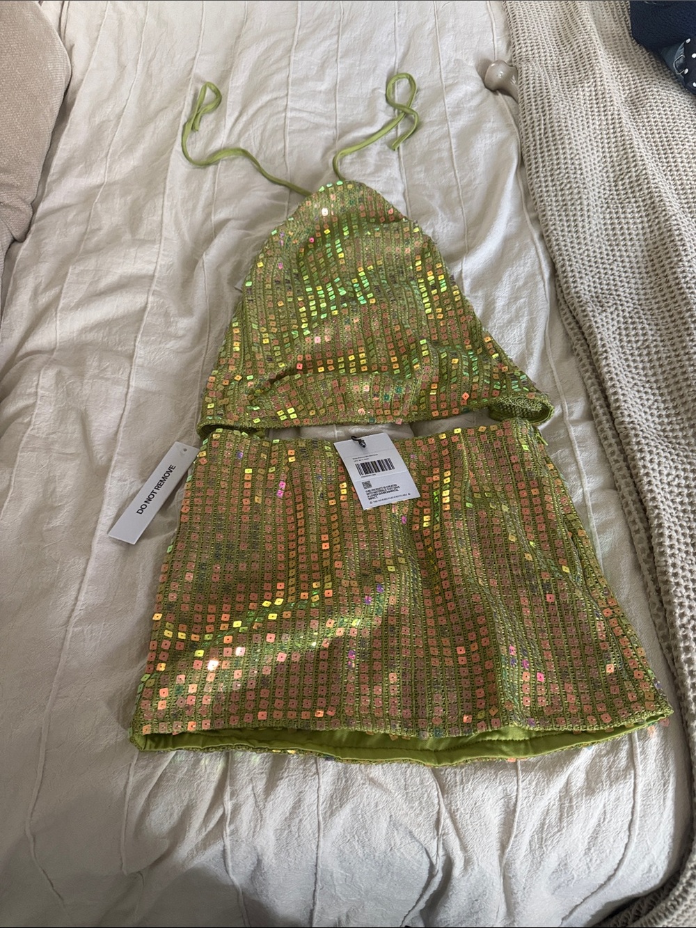 Princess Polly Lime Sequin Halter Mini Dress